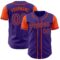 Custom Purple Orange Authentic Two Tone Baseball Jersey