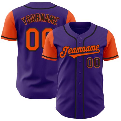 TwoTone0723 Custom Purple Orange-Black Authentic Two Tone Baseball Jersey