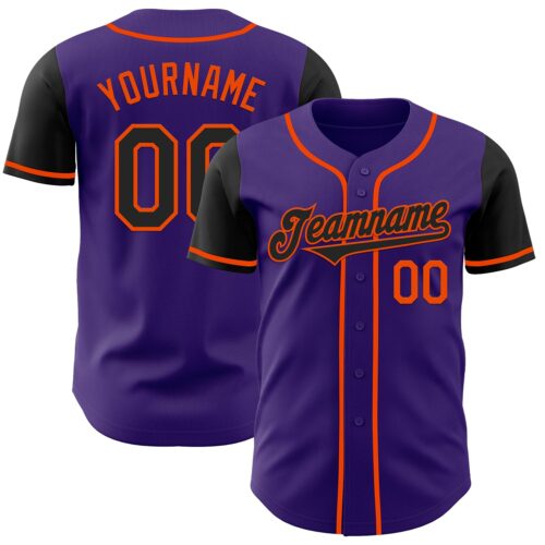 TwoTone0725 Custom Purple Black-Orange Authentic Two Tone Baseball Jersey