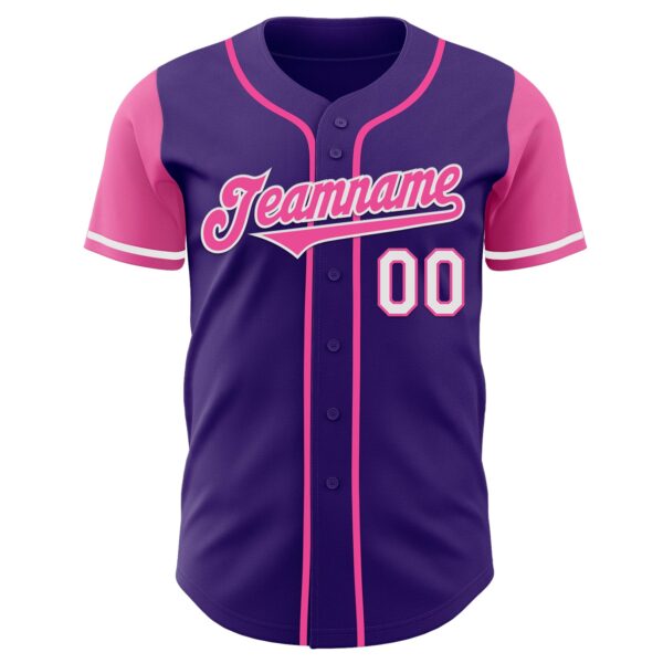 Custom Purple Pink-White Authentic Two Tone Baseball Jersey