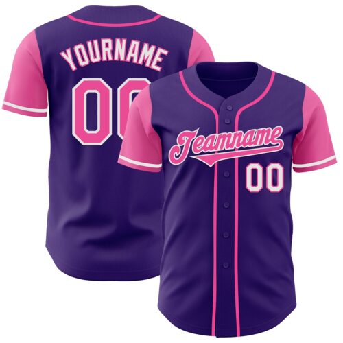 TwoTone0735 Custom Purple Pink-White Authentic Two Tone Baseball Jersey