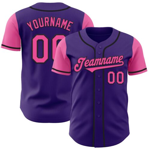 TwoTone0736 Custom Purple Pink-Black Authentic Two Tone Baseball Jersey