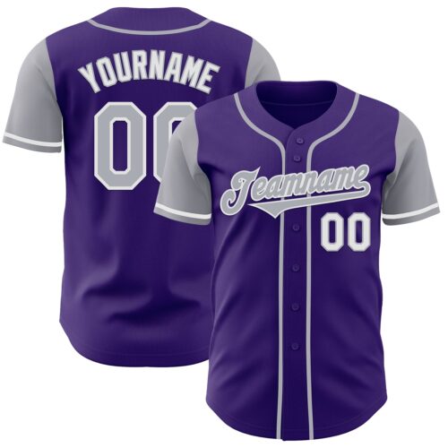 TwoTone0740 Custom Purple Gray-White Authentic Two Tone Baseball Jersey