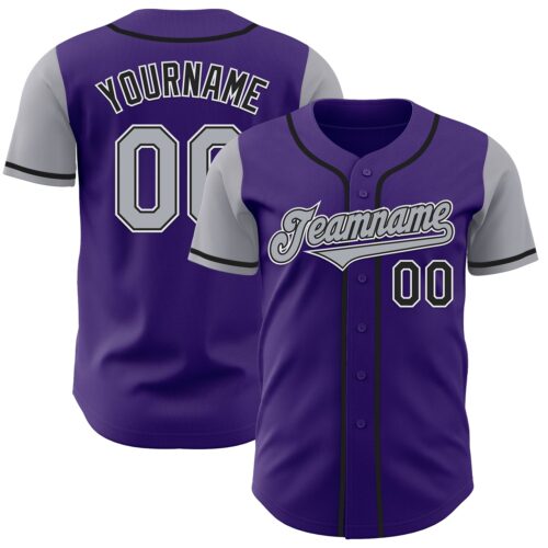 TwoTone0741 Custom Purple Gray-Black Authentic Two Tone Baseball Jersey