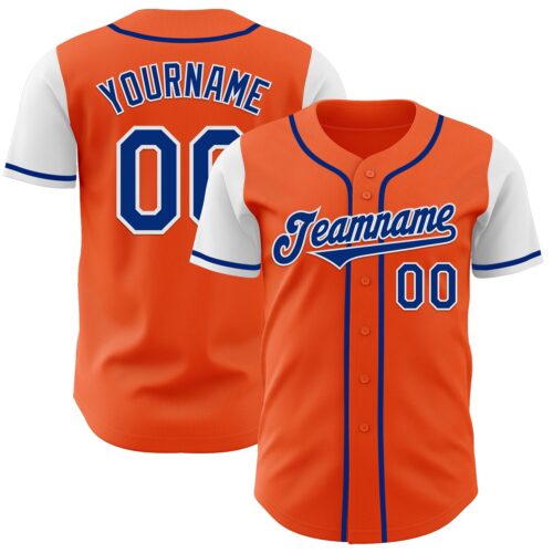 TwoTone0751 Custom Orange Royal-White Authentic Two Tone Baseball Jersey
