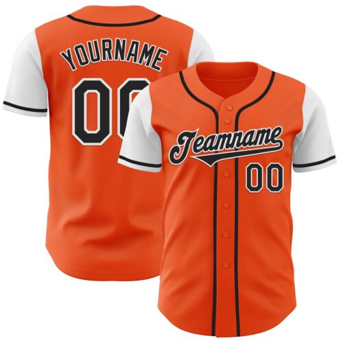 TwoTone0753 Custom Orange Black-White Authentic Two Tone Baseball Jersey