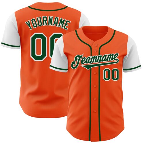 TwoTone0755 Custom Orange Green-White Authentic Two Tone Baseball Jersey