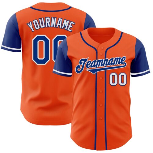 TwoTone0757 Custom Orange Royal-White Authentic Two Tone Baseball Jersey