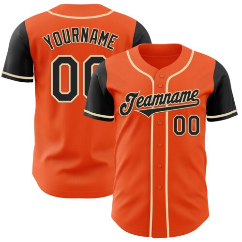 TwoTone0762 Custom Orange Black-Cream Authentic Two Tone Baseball Jersey