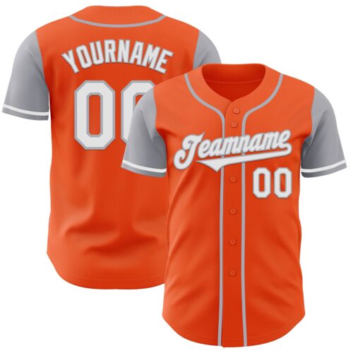TwoTone0763 Custom Orange White-Gray Authentic Two Tone Baseball Jersey