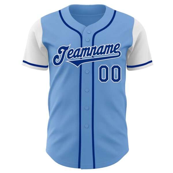 Custom Light Blue Royal-White Authentic Two Tone Baseball Jersey