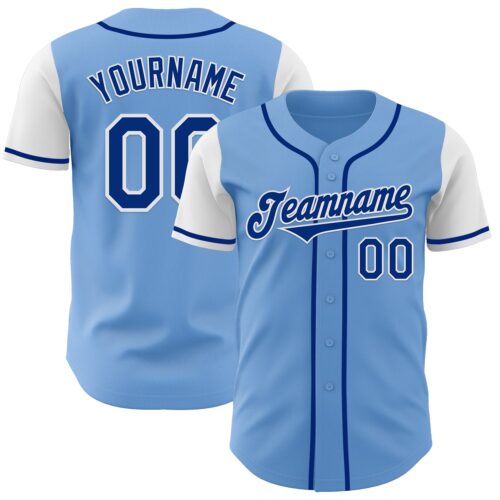 TwoTone0769 Custom Light Blue Royal-White Authentic Two Tone Baseball Jersey