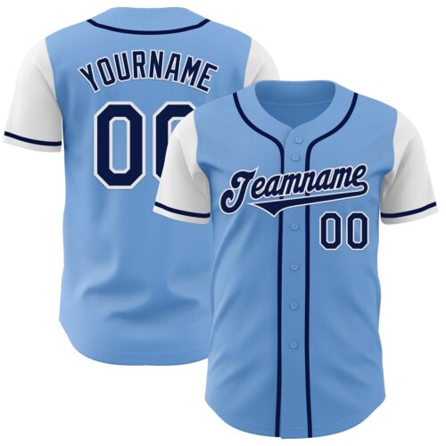 TwoTone0771 Custom Light Blue Navy-White Authentic Two Tone Baseball Jersey