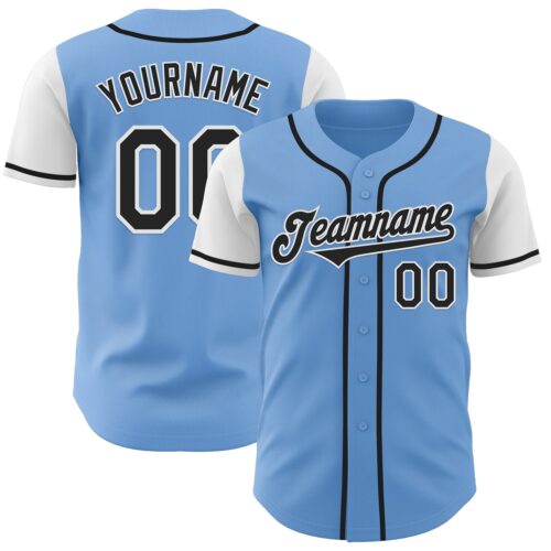 TwoTone0772 Custom Light Blue Black-White Authentic Two Tone Baseball Jersey
