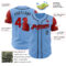 Custom Light Blue Red-Black Authentic Two Tone Baseball Jersey