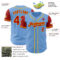 Custom Light Blue Red-Yellow Authentic Two Tone Baseball Jersey