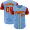 Custom Light Blue Red-Yellow Authentic Two Tone Baseball Jersey