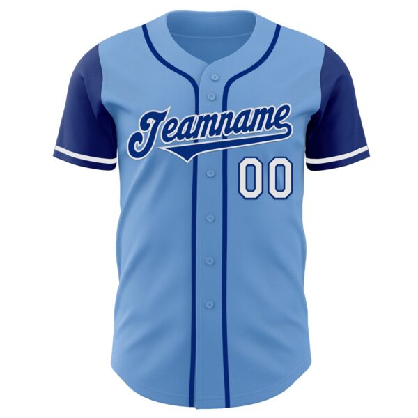 Custom Light Blue Royal-White Authentic Two Tone Baseball Jersey
