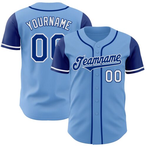 TwoTone0784 Custom Light Blue Royal-White Authentic Two Tone Baseball Jersey
