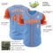Custom Light Blue Orange-White Authentic Two Tone Baseball Jersey