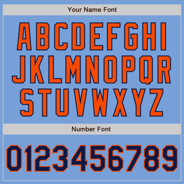 Custom Light Blue Navy-Orange Authentic Two Tone Baseball Jersey