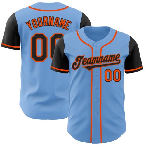 TwoTone0799 Custom Light Blue Black-Orange Authentic Two Tone Baseball Jersey