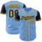 Custom Light Blue Black-Gold Authentic Two Tone Baseball Jersey