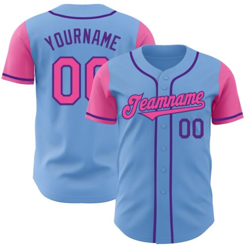 TwoTone0806 Custom Light Blue Pink-Purple Authentic Two Tone Baseball Jersey