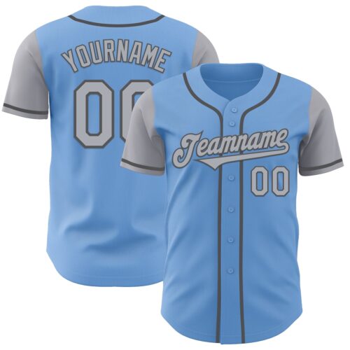 TwoTone0809 Custom Light Blue Gray-Steel Gray Authentic Two Tone Baseball Jersey