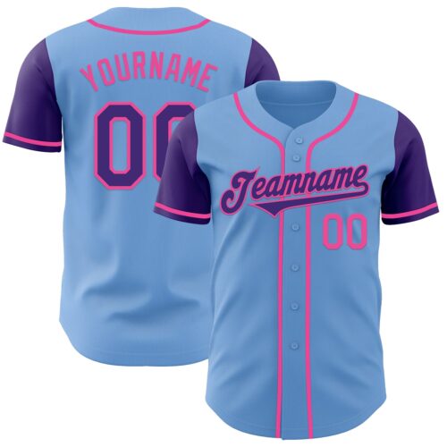 TwoTone0812 Custom Light Blue Purple-Pink Authentic Two Tone Baseball Jersey