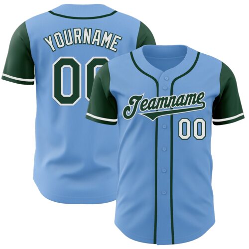 TwoTone0814 Custom Light Blue Green-White Authentic Two Tone Baseball Jersey