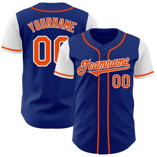 Custom Royal Orange-White Authentic Two Tone Baseball Jersey