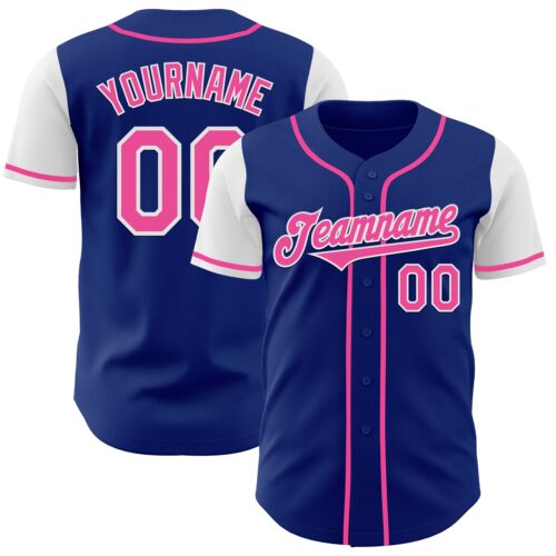 TwoTone0825 Custom Royal Pink-White Authentic Two Tone Baseball Jersey
