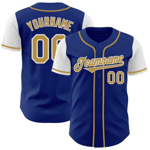 TwoTone0826 Custom Royal Old Gold-White Authentic Two Tone Baseball Jersey