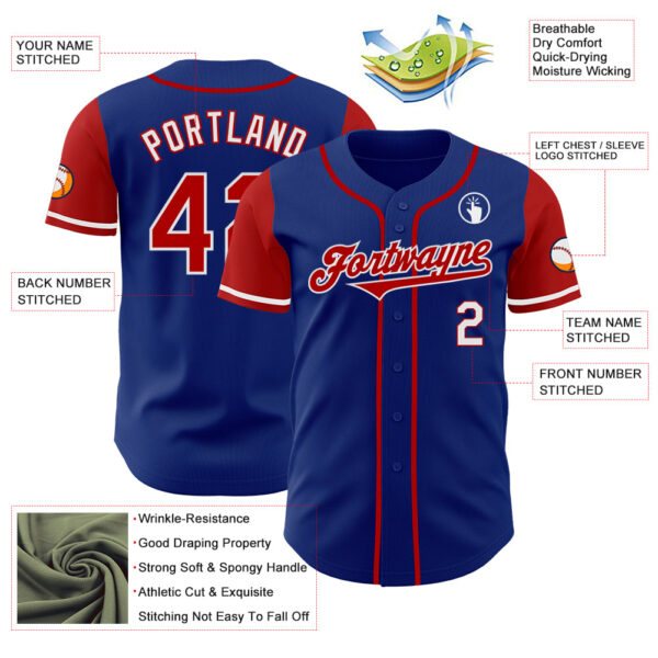 Custom Royal Red-White Authentic Two Tone Baseball Jersey