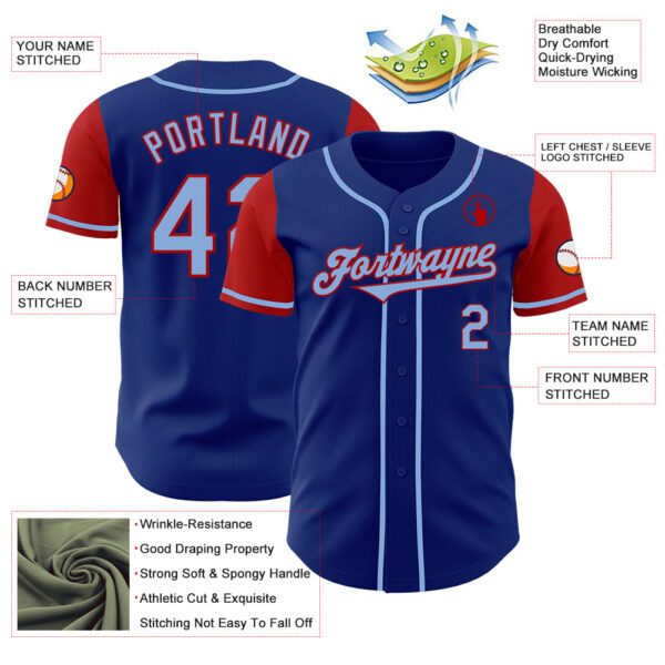 Custom Royal Light Blue-Gold Authentic Two Tone Baseball Jersey