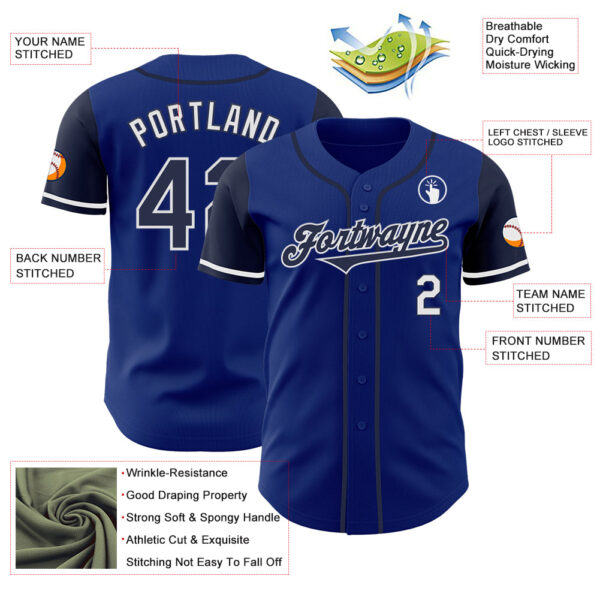 Custom Royal Navy-White Authentic Two Tone Baseball Jersey