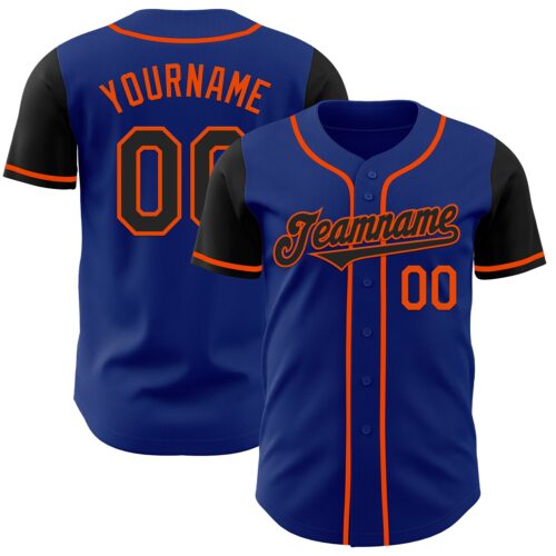 TwoTone0838 Custom Royal Black-Orange Authentic Two Tone Baseball Jersey