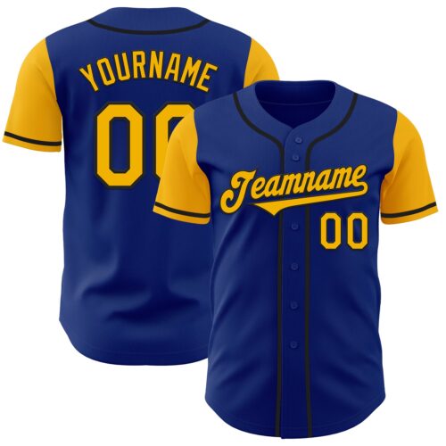 TwoTone0842 Custom Royal Gold-Black Authentic Two Tone Baseball Jersey