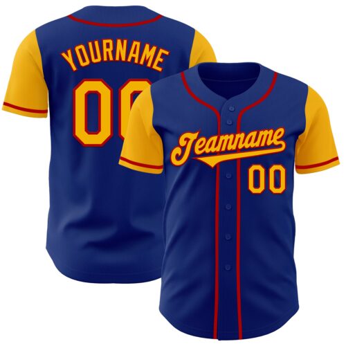 TwoTone0843 Custom Royal Gold-Red Authentic Two Tone Baseball Jersey