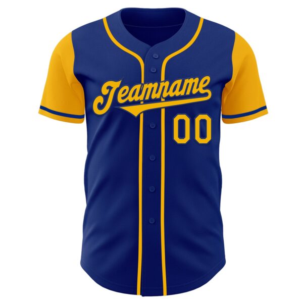 Custom Royal Gold Authentic Two Tone Baseball Jersey