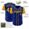 Custom Royal Gold Authentic Two Tone Baseball Jersey