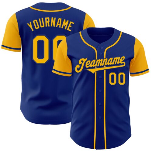TwoTone0844 Custom Royal Gold Authentic Two Tone Baseball Jersey