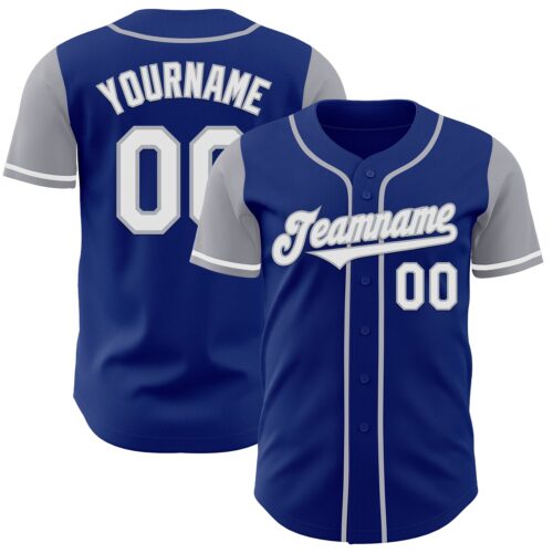 TwoTone0845 Custom Royal White-Gray Authentic Two Tone Baseball Jersey