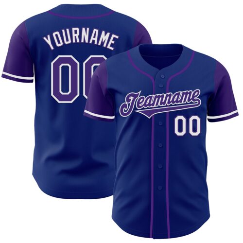 TwoTone0846 Custom Royal Purple-White Authentic Two Tone Baseball Jersey