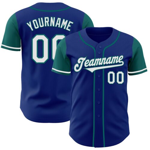 TwoTone0850 Custom Royal White-Teal Authentic Two Tone Baseball Jersey