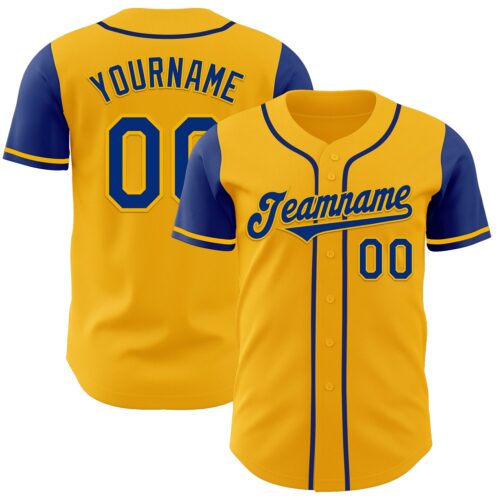 TwoTone0854 Custom Gold Royal Authentic Two Tone Baseball Jersey