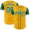 Custom Gold Kelly Green-White Authentic Two Tone Baseball Jersey