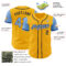 Custom Gold Light Blue-Navy Authentic Two Tone Baseball Jersey