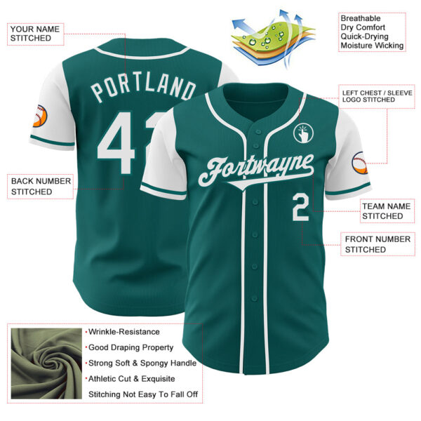 Custom Teal White Authentic Two Tone Baseball Jersey